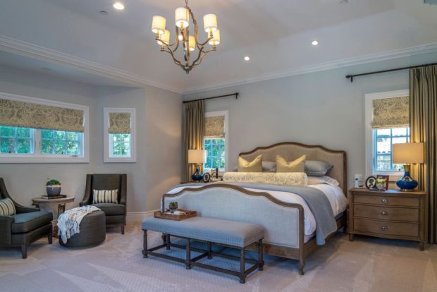 Master bedroom interior design of Berkshire home, La Cañada