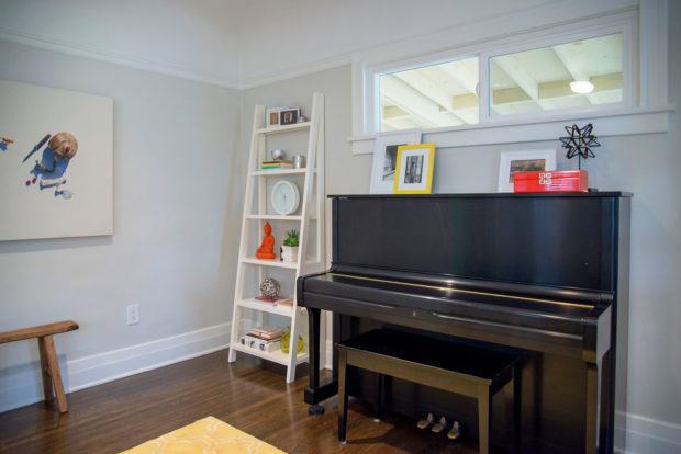 Music room design of a bungalow in Los Angeles