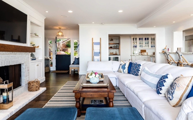 Laguna Breezy Blue California Coastal Living Room Design