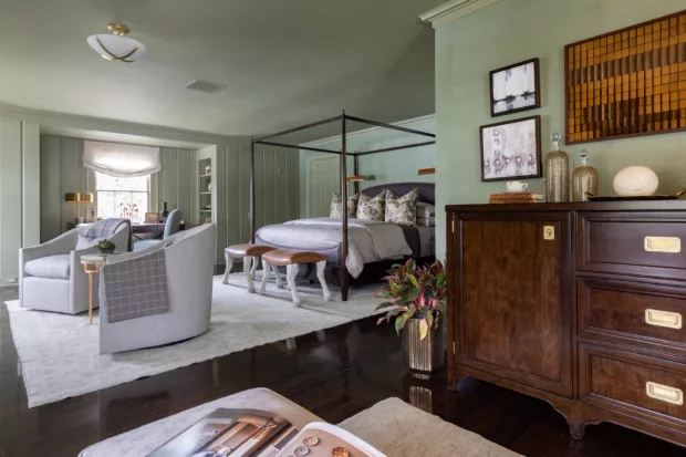 primary bedroom suite pasadena showcase house serene green antique colonial